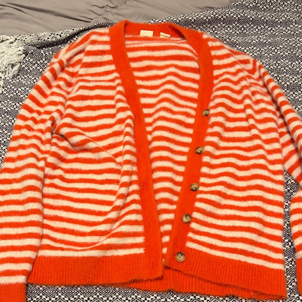 Levi's Vibrant Orange and White Striped Cardigan